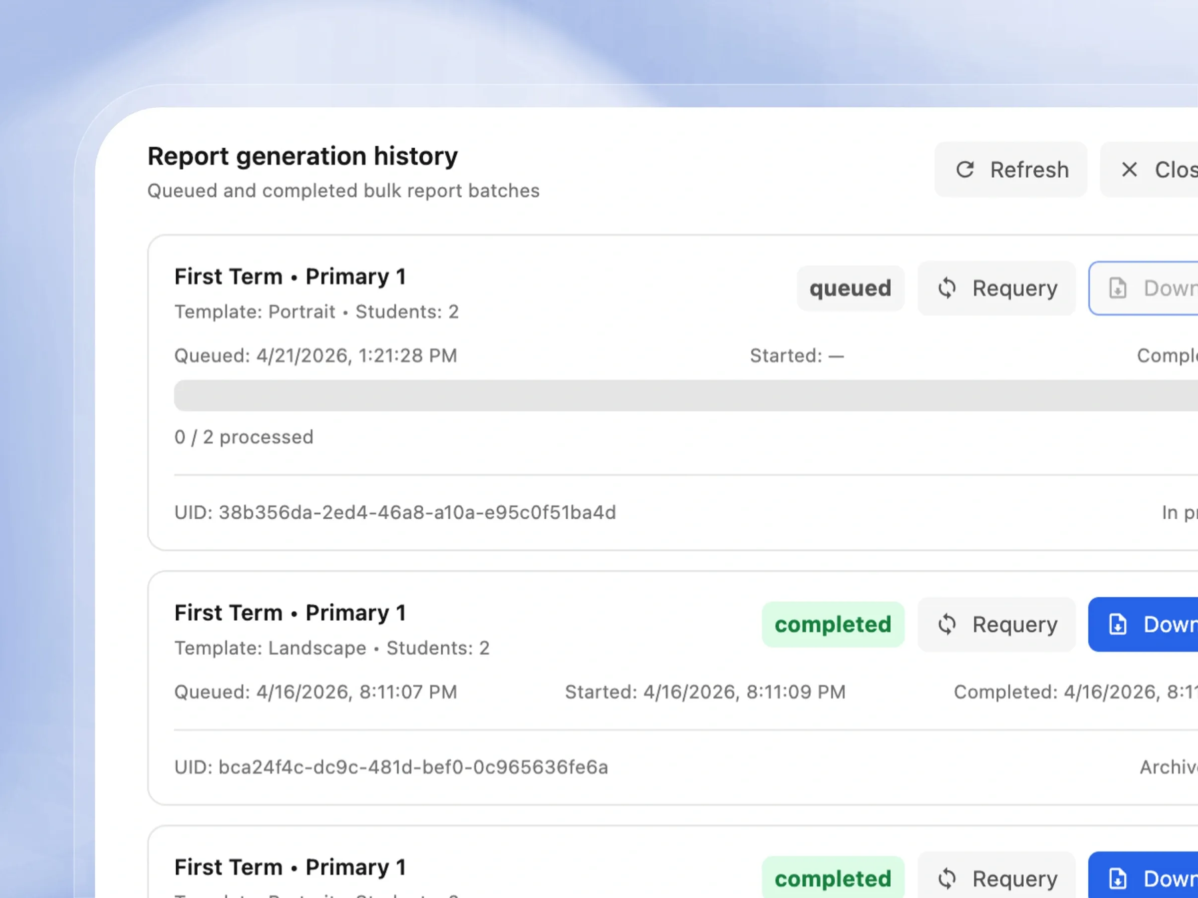 Every batch run, tracked and recoverable