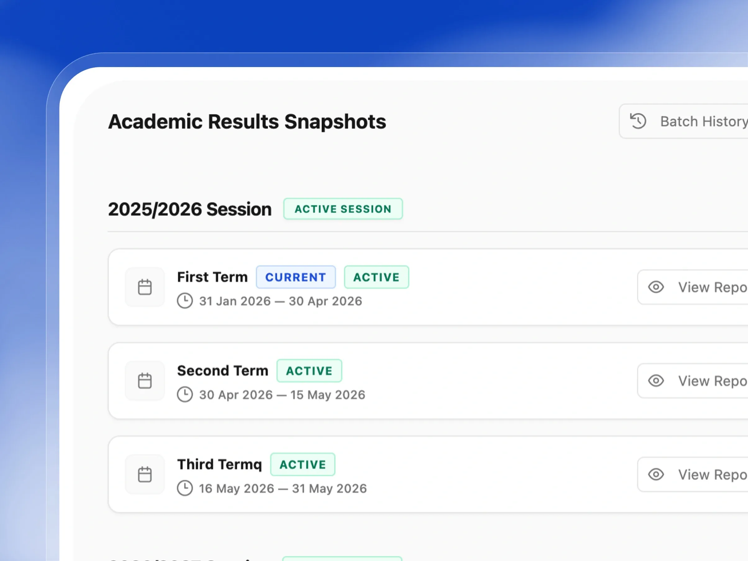 Generate term reports without the manual rebuild