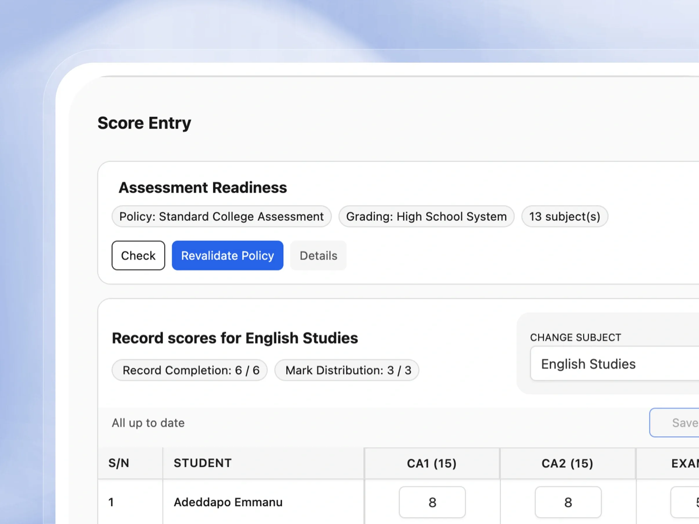 Enter scores in seconds, not spreadsheets