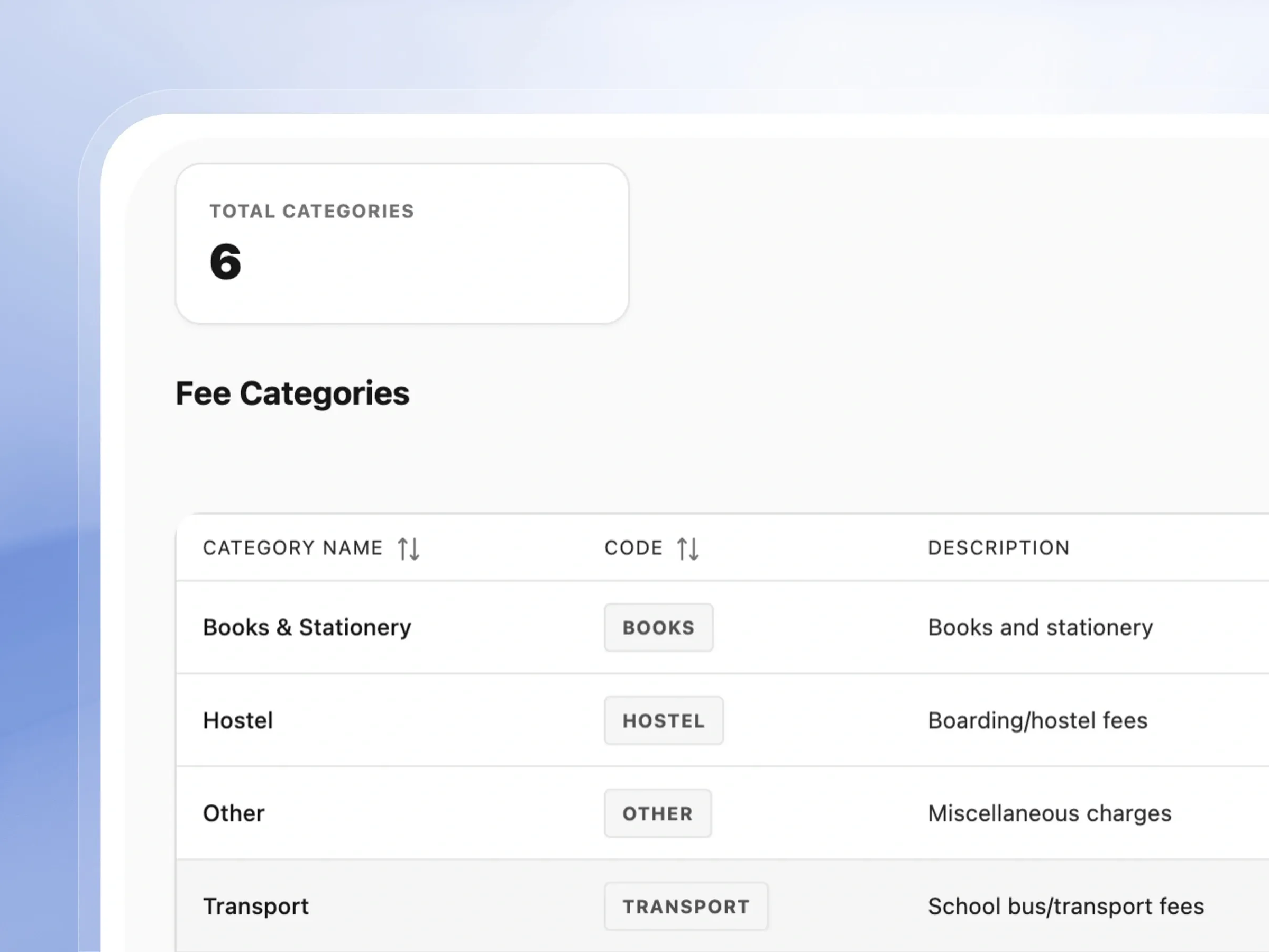 Keep every fee type organized and clear