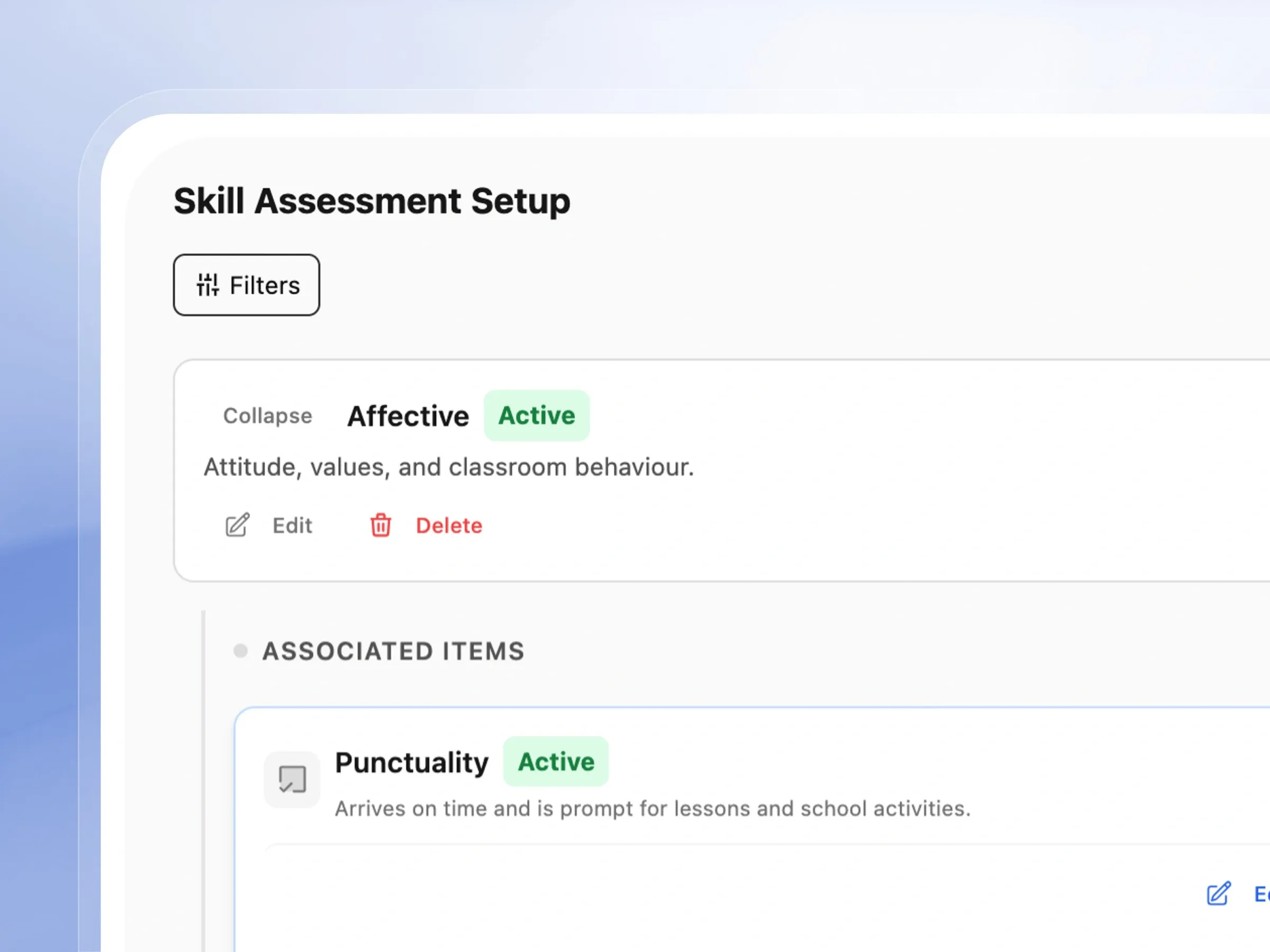 Set up the skills you actually want to track