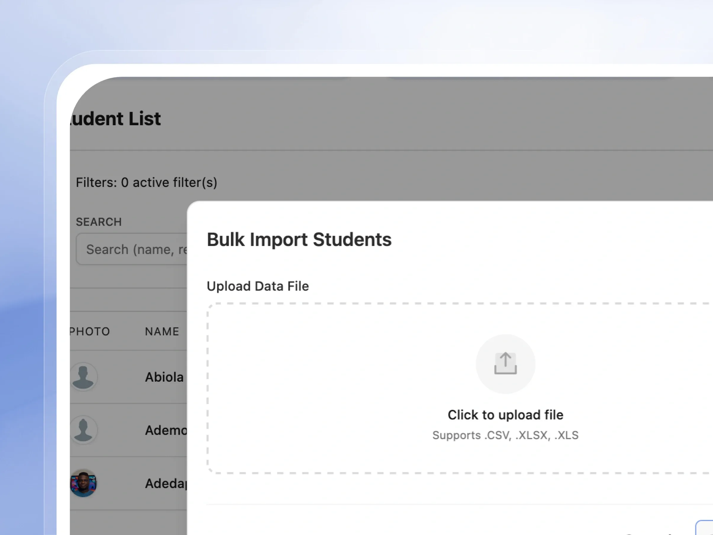 Import hundreds of students at once