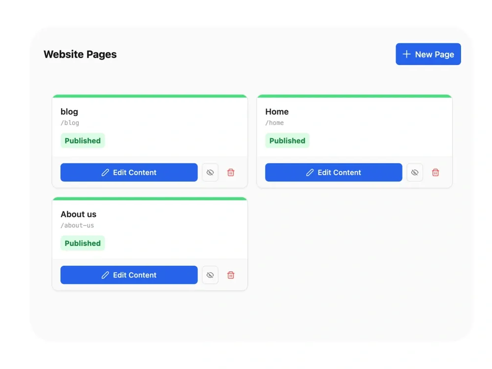 Femlify website builder showing the drag-and-drop canvas editor with a school home page