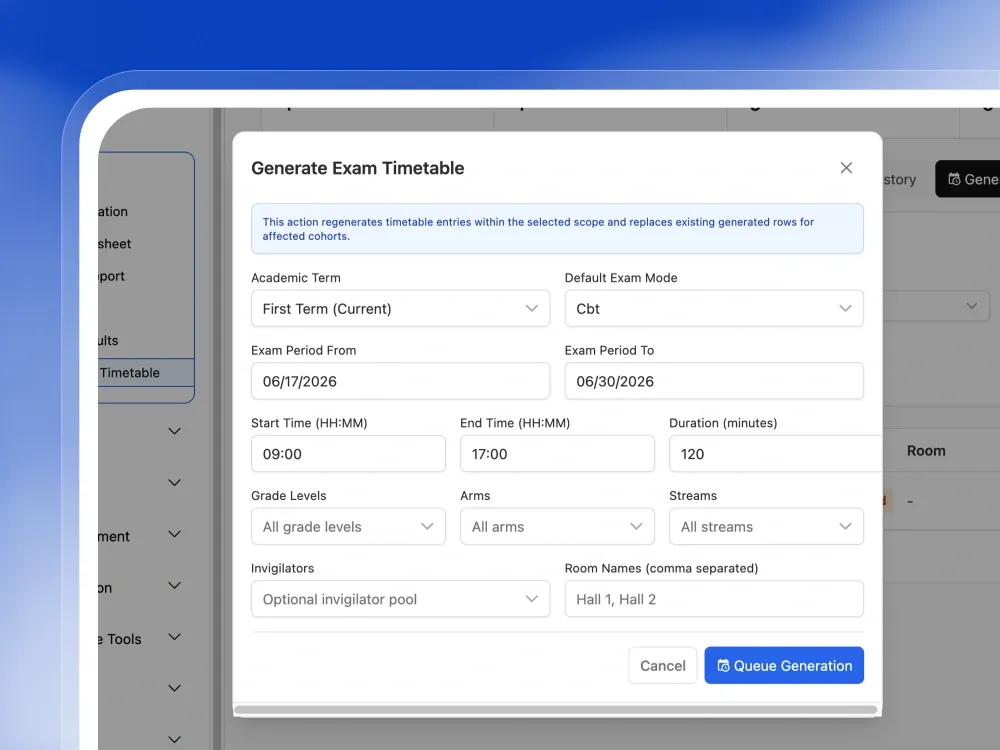 Generate Conflict-Free Exam Timetables